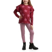 Steve Madden Girls' Sweatsuit Set - 2 Piece Puff Sleeve Crop Pullover Sweatshirt and Leggings - Leggings Set for Girls (2T-12)